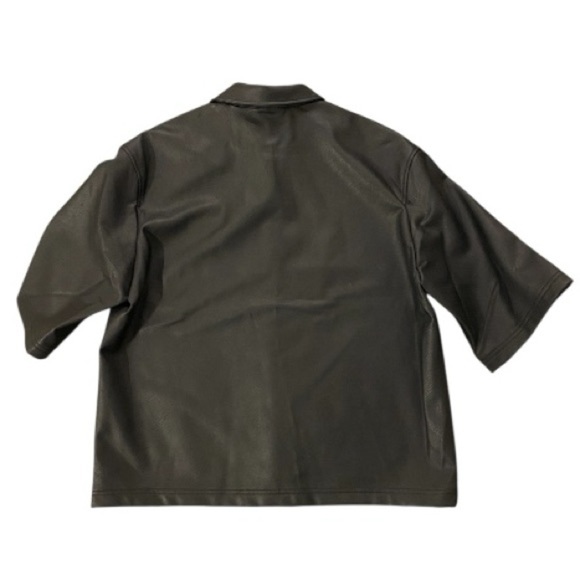 Zara Short Sleeve Faux Leather Shirt - Size Large - Picture 4 of 10